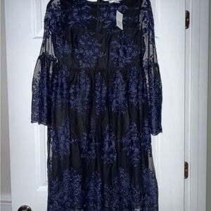 Motherhood Black and Blue Floral Lace Dress
